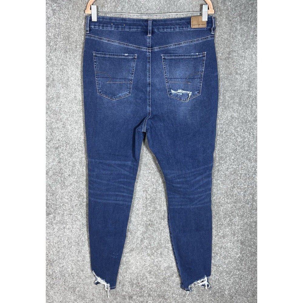 American Eagle Curvy Super Hi-Rise Jegging Dream Jeans Womens Size 14 Distressed - Picture 2 of 12